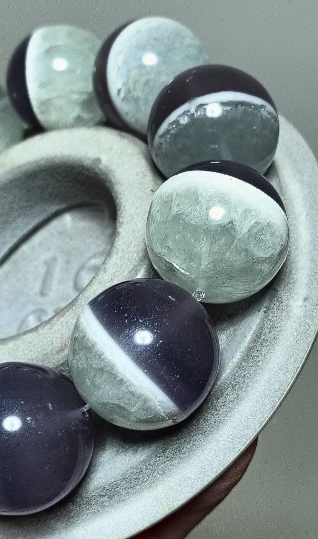 激レア石!!フローライトとホワイトガーデン共生特大約20mmブレスレット❤