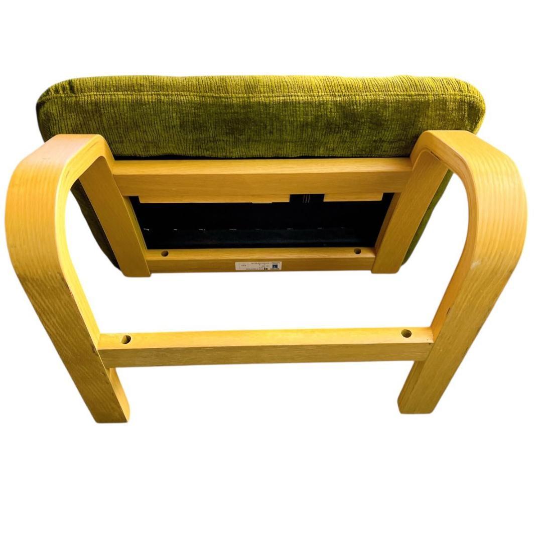 【★美品★】富士ファニチア　パーソナルチェア　オットマン付き　グリーン　おしゃれ