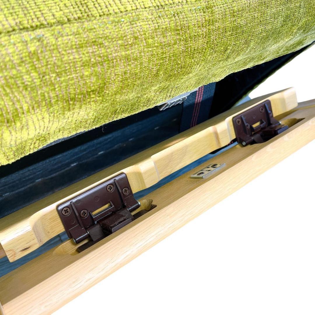 【★美品★】富士ファニチア　パーソナルチェア　オットマン付き　グリーン　おしゃれ