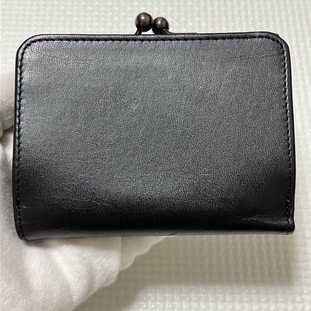 未使用　ANNA SUIアナスイ　エンボス レザーがま口二つ折り財布　ローズ　黒