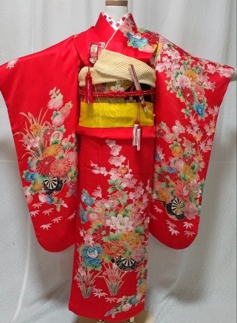 七五三　7歳　正絹着物　袋帯、長襦袢、小物セット