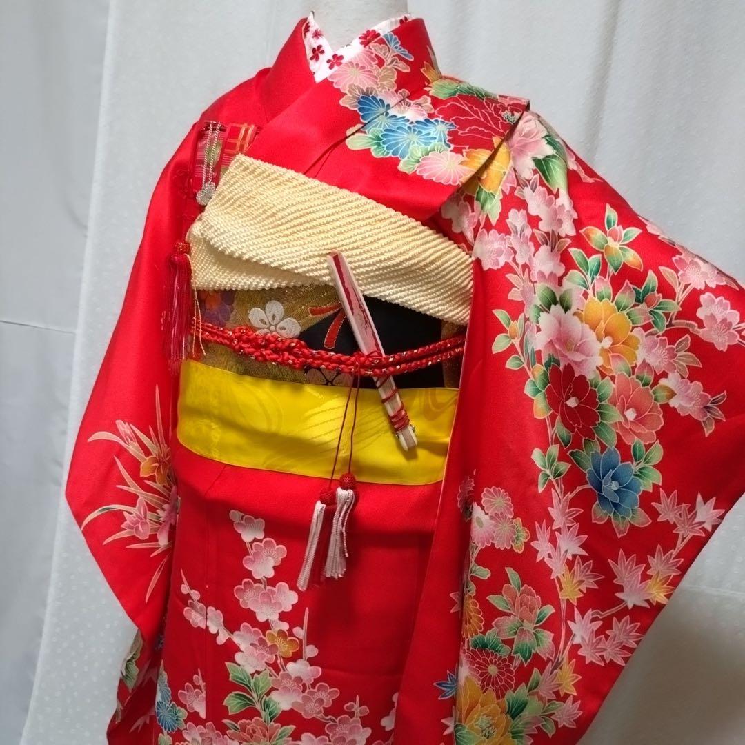 七五三　7歳　正絹着物　袋帯、長襦袢、小物セット
