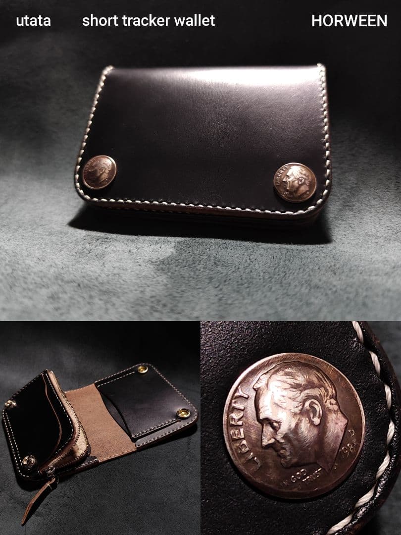 HORWEENクロムエクセル ショートトラッカーウォレット⑬　ブラック　コンチョ