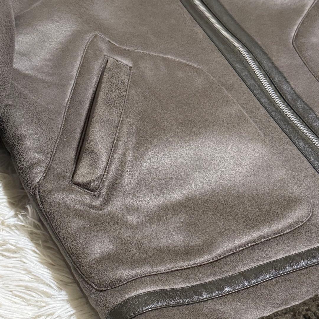 美品　ZARA　フライトジャケット　フェイクレザー　ボア　モカブラウン　Ｌサイズ