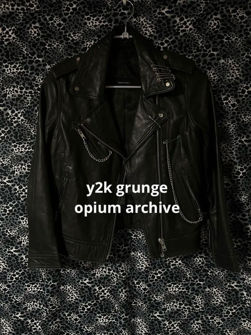 Y2K Black Jacket archive リメイク パンクダメージ 本革