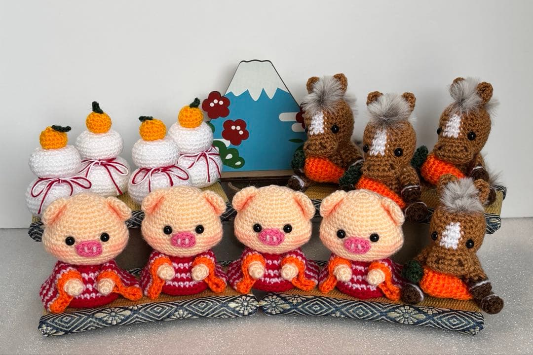 あみぐるみ　お正月飾リ　ぶたさん　【ゆっこ】 ハンドメイド