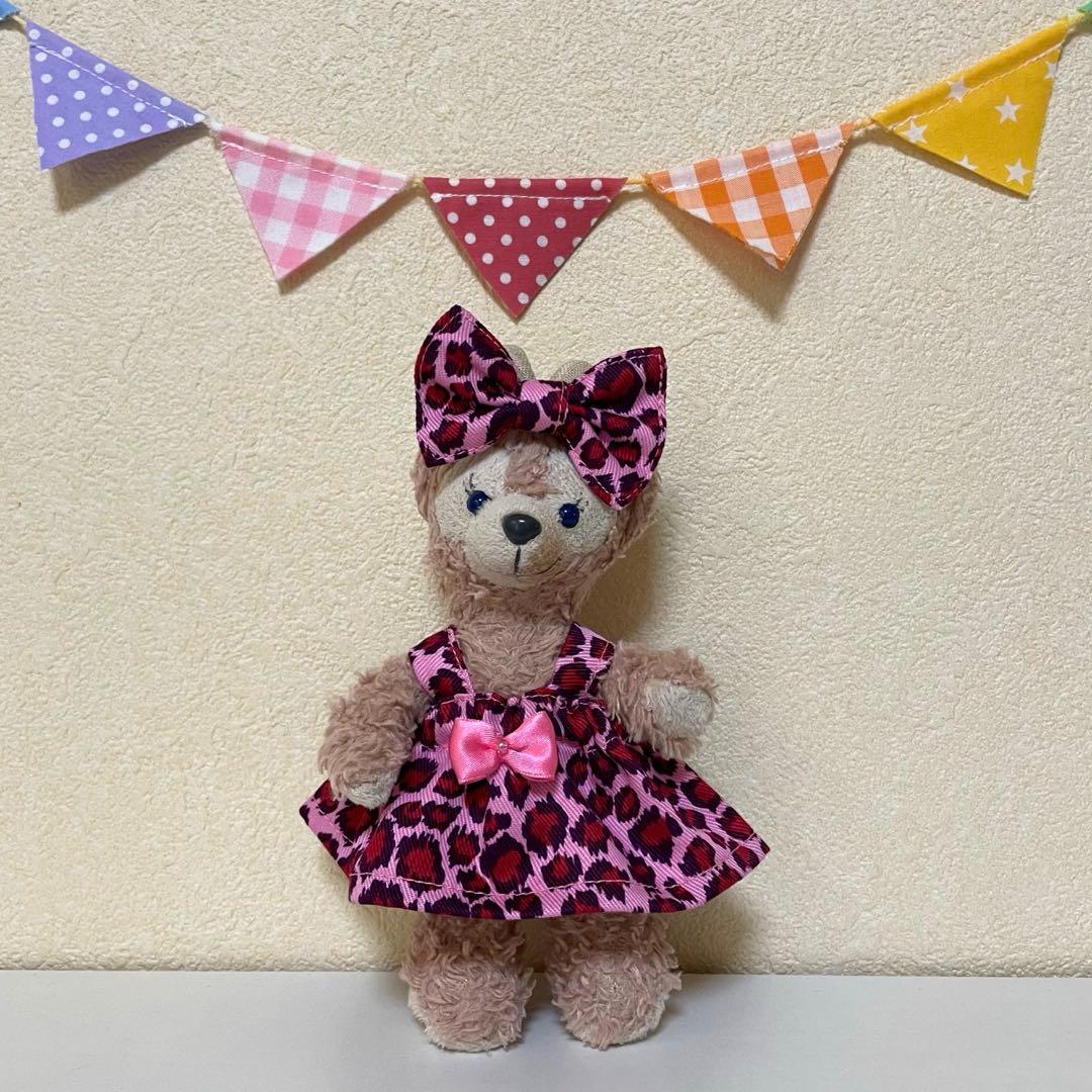 ハンドメイド★ピンク。ヒョウ柄♡レオパードワンピース★ぬいば♡ストラップ用