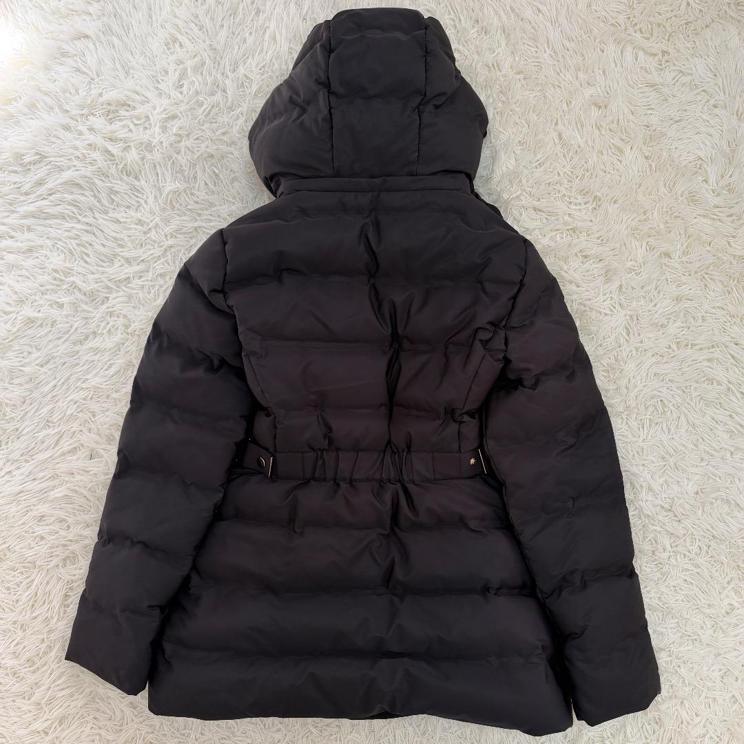 【美品】ZARA セミロングダウンジャケットフード Lサイズ ブラック