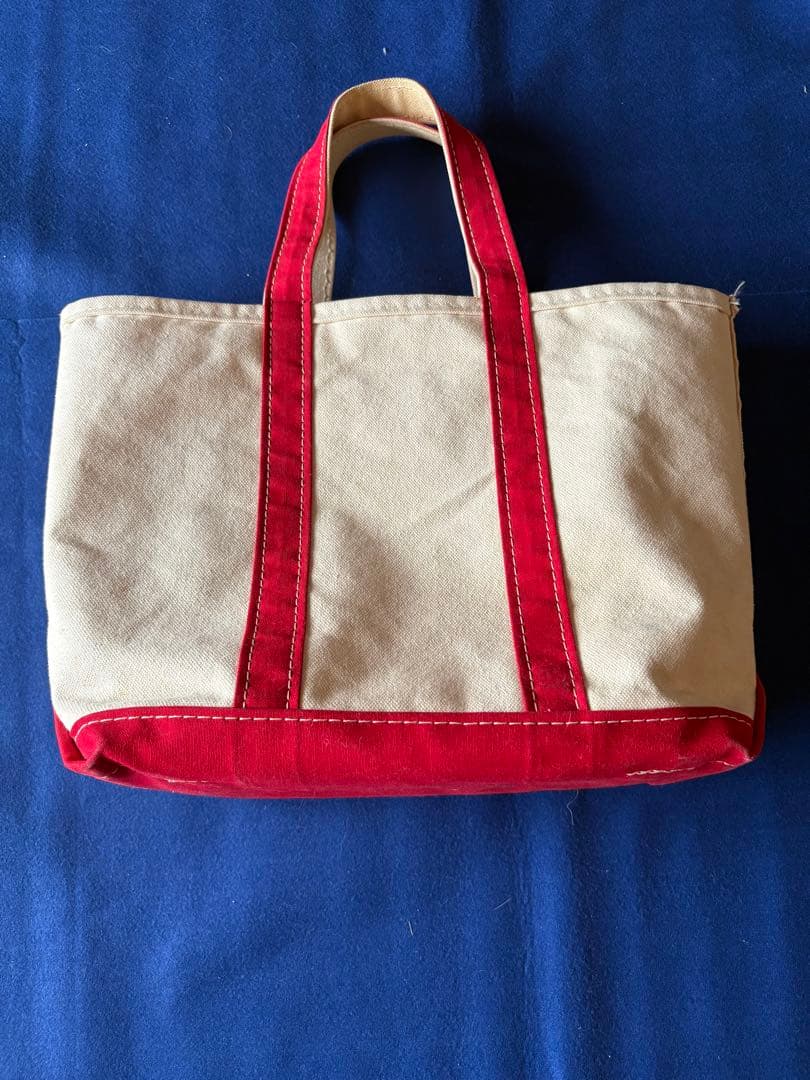チ*ン様 LLBEAN ベージュ/赤 キャンバス トートバッグ