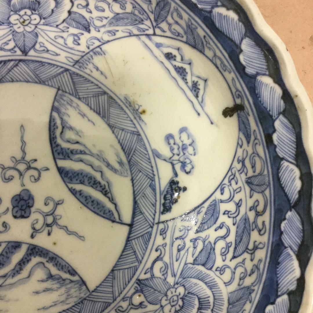 古伊万里、染付牡丹紋様皿