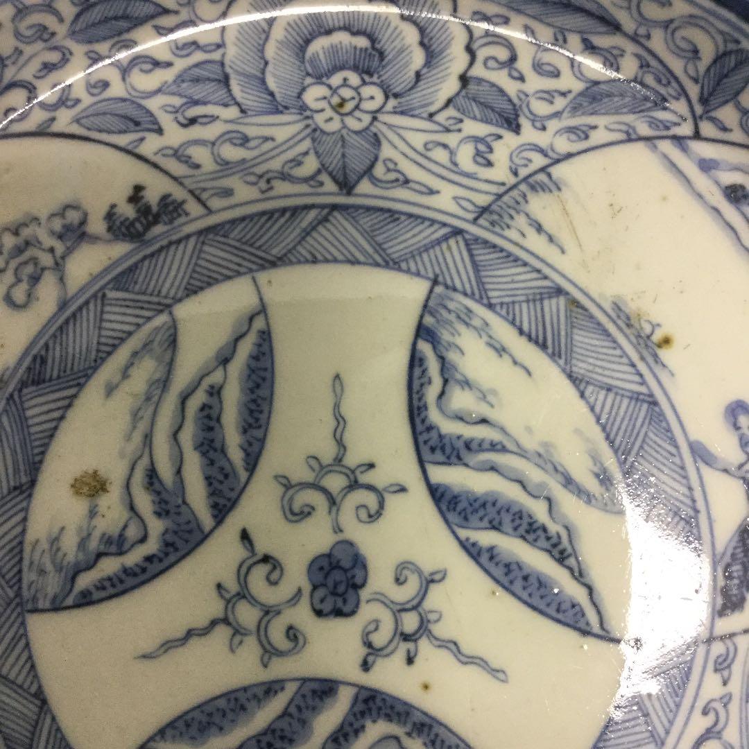 古伊万里、染付牡丹紋様皿