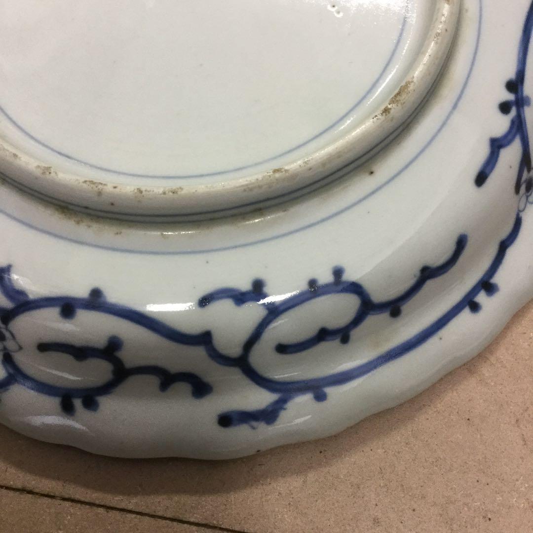 古伊万里、染付牡丹紋様皿