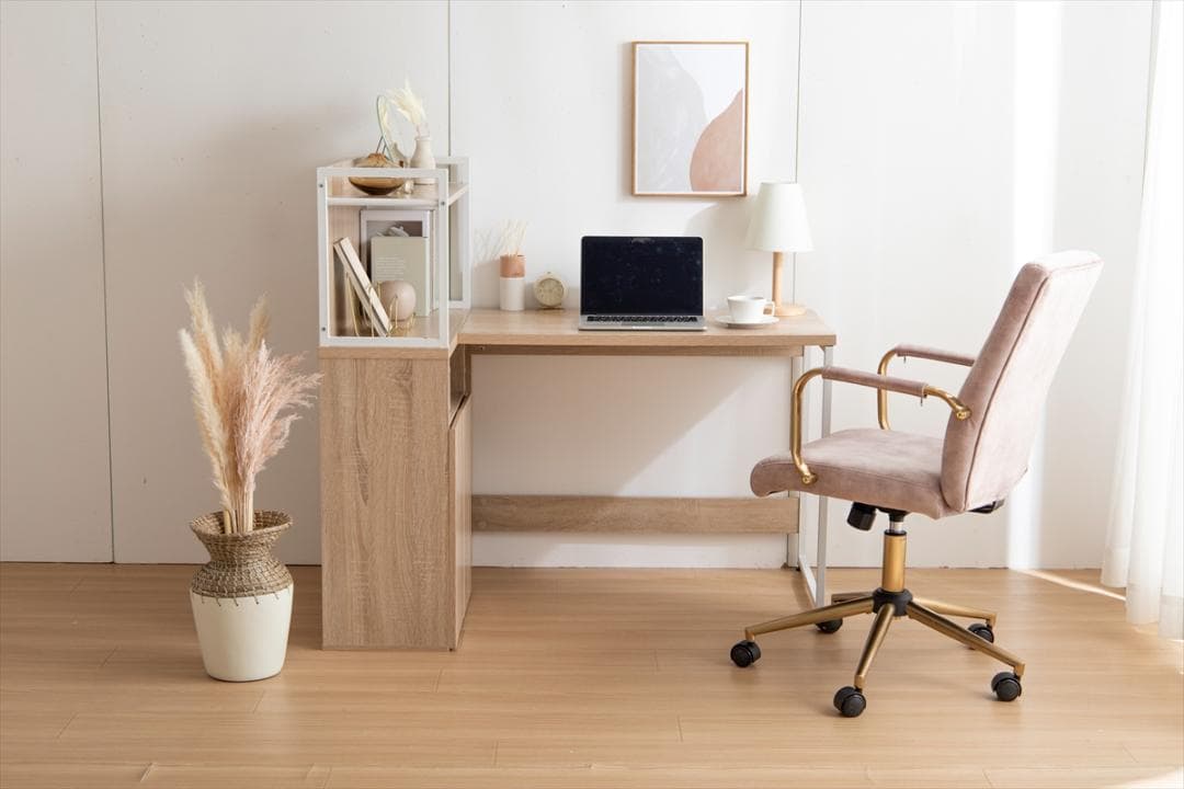 【送料無料】【幅120cm】L字収納・棚付きデスク 机 木目調 学習 PC