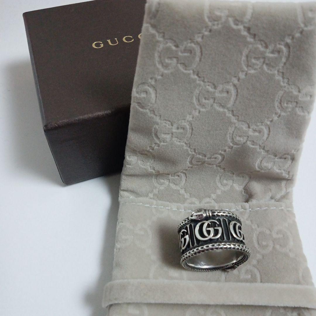 ✨【美品】GUCCI GGロゴスネークリング18号 メンズシルバー925