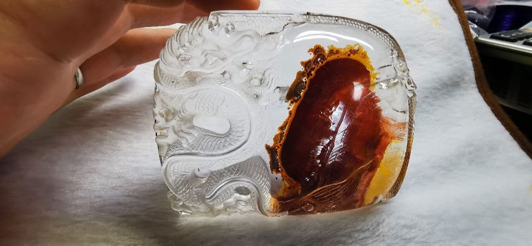 ライモナイトインクォーツ置物(龍彫刻)　お買い得最終価格