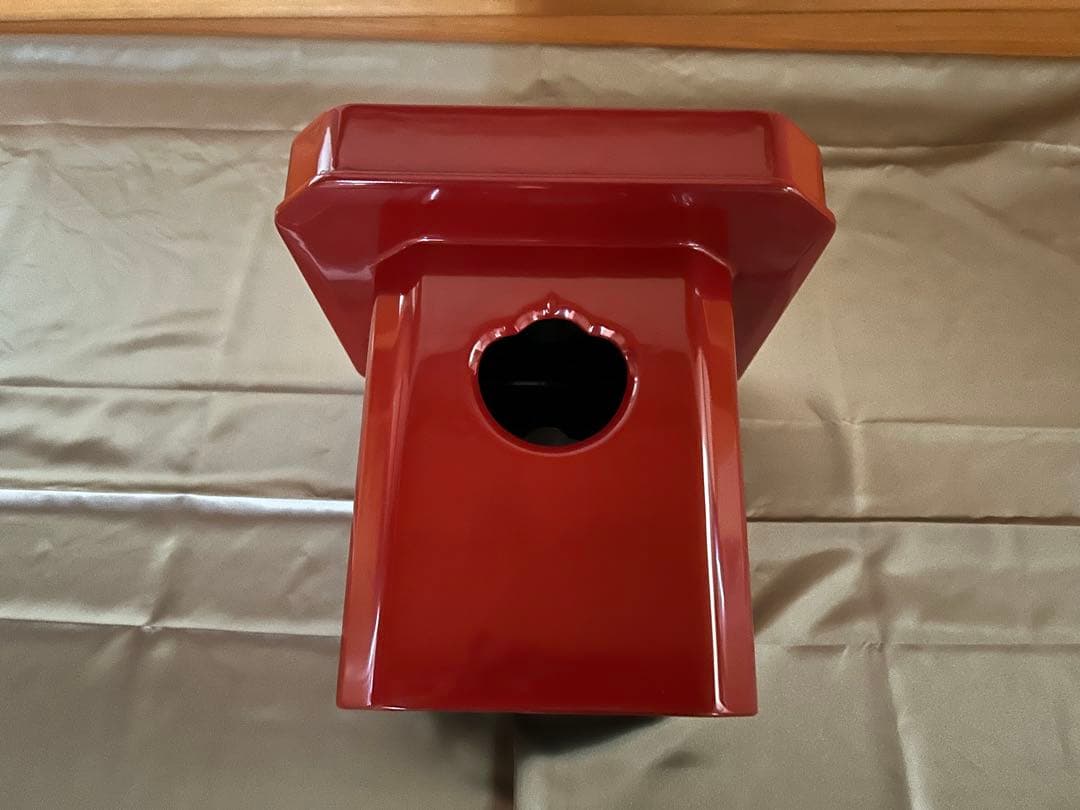 川連漆器の朱　8寸三宝