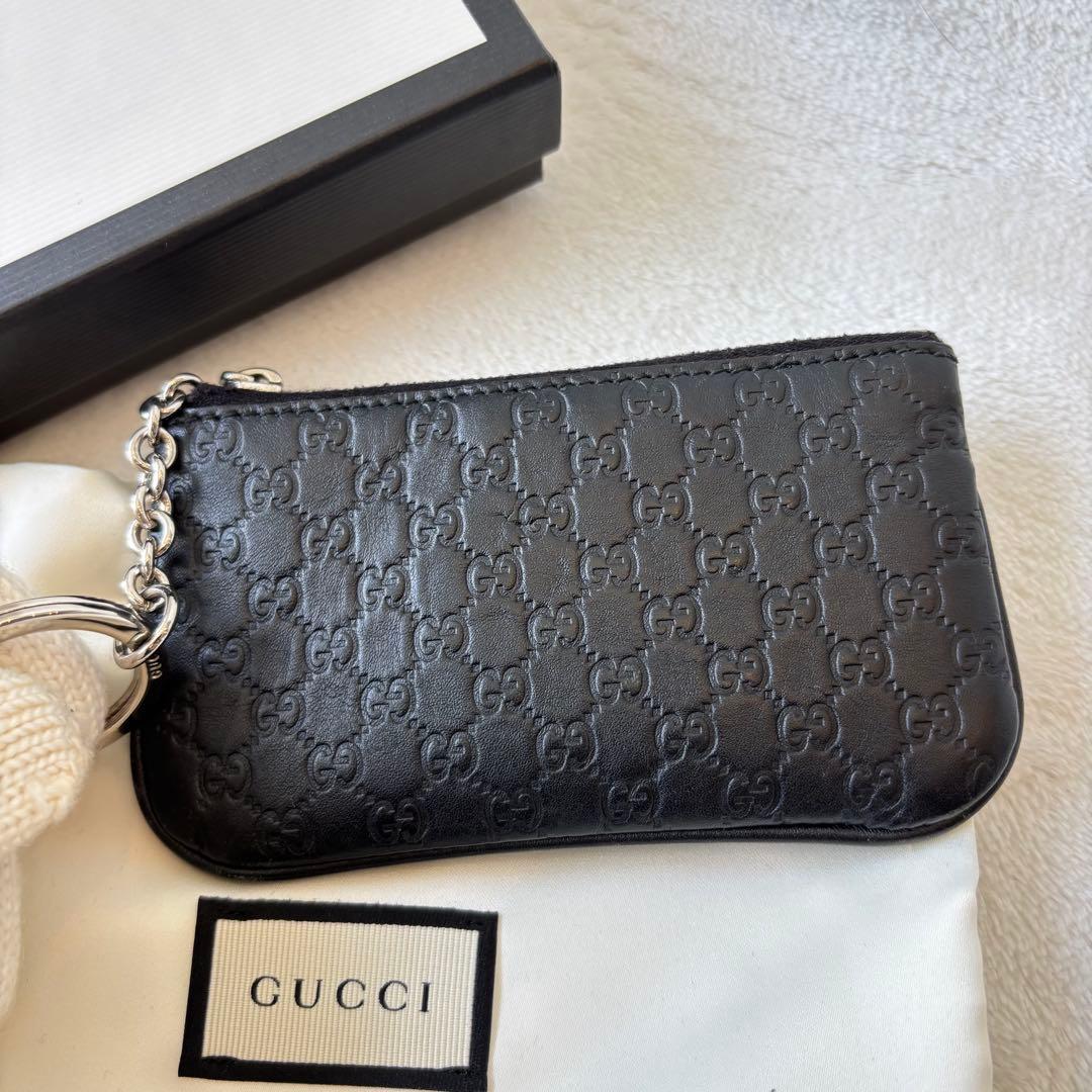 グッチ GUCCI ケース 小銭入れ マイクロ グッチッシマ ブラック 黒