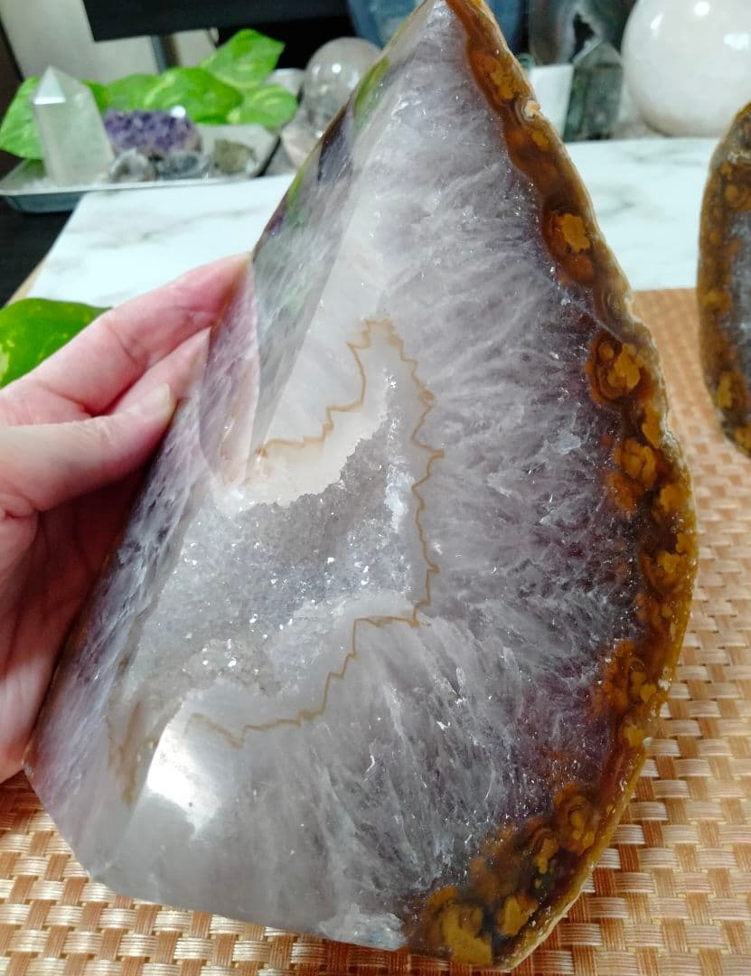 【巨大】★神秘的★★綺麗★天然石 4,1kg メノウ 原石 ブックエンド