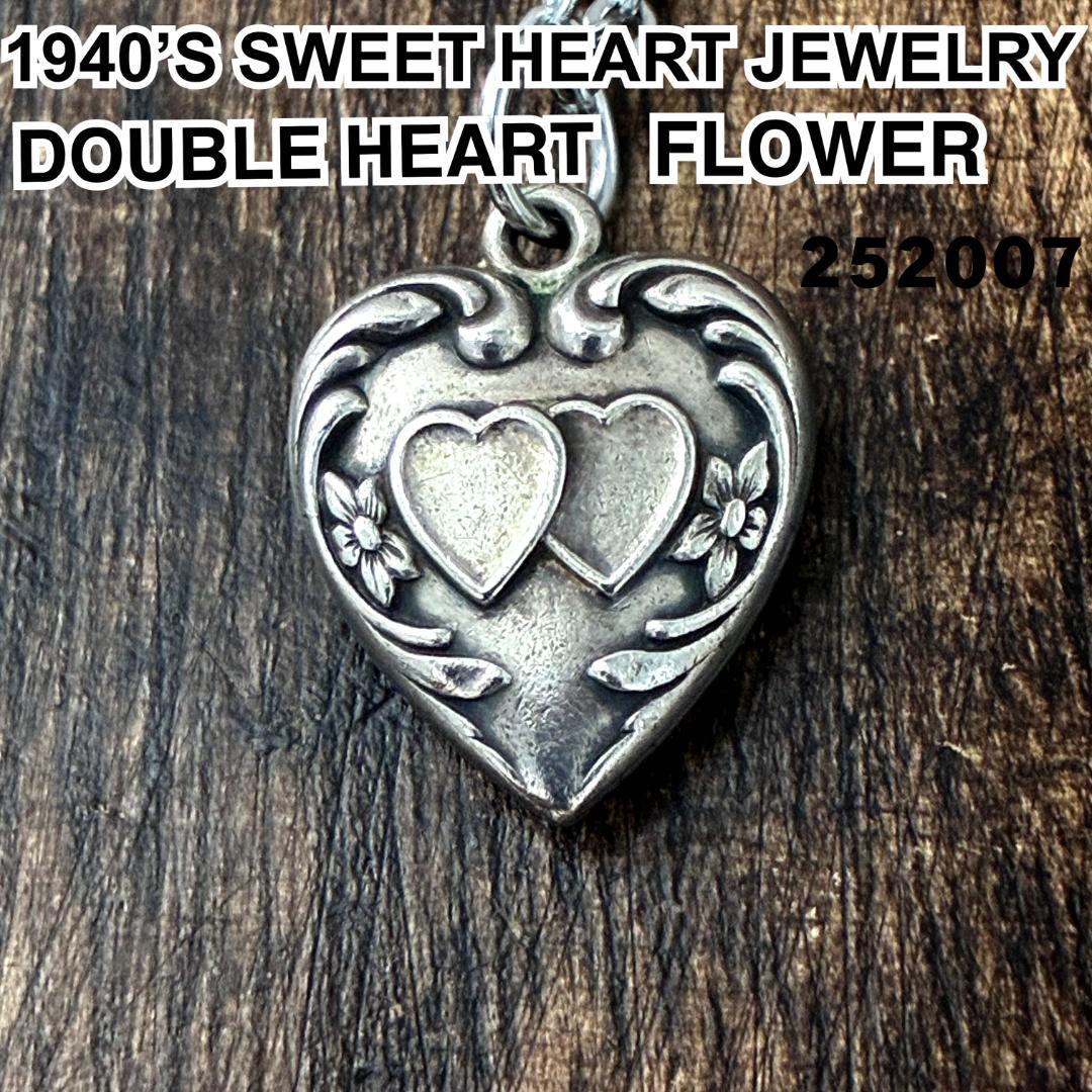 ●スウィートハートジュエリー ダブルハート シルバーヴィンテージネックレスNAV