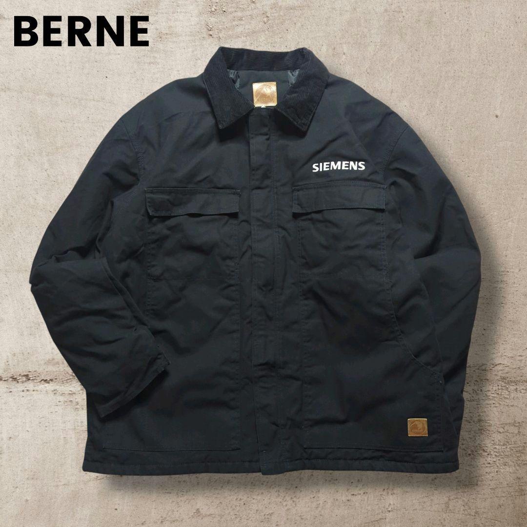 BERNEダックデトロイトジャケットXL 企業刺繍ロゴ中綿フェードブラック