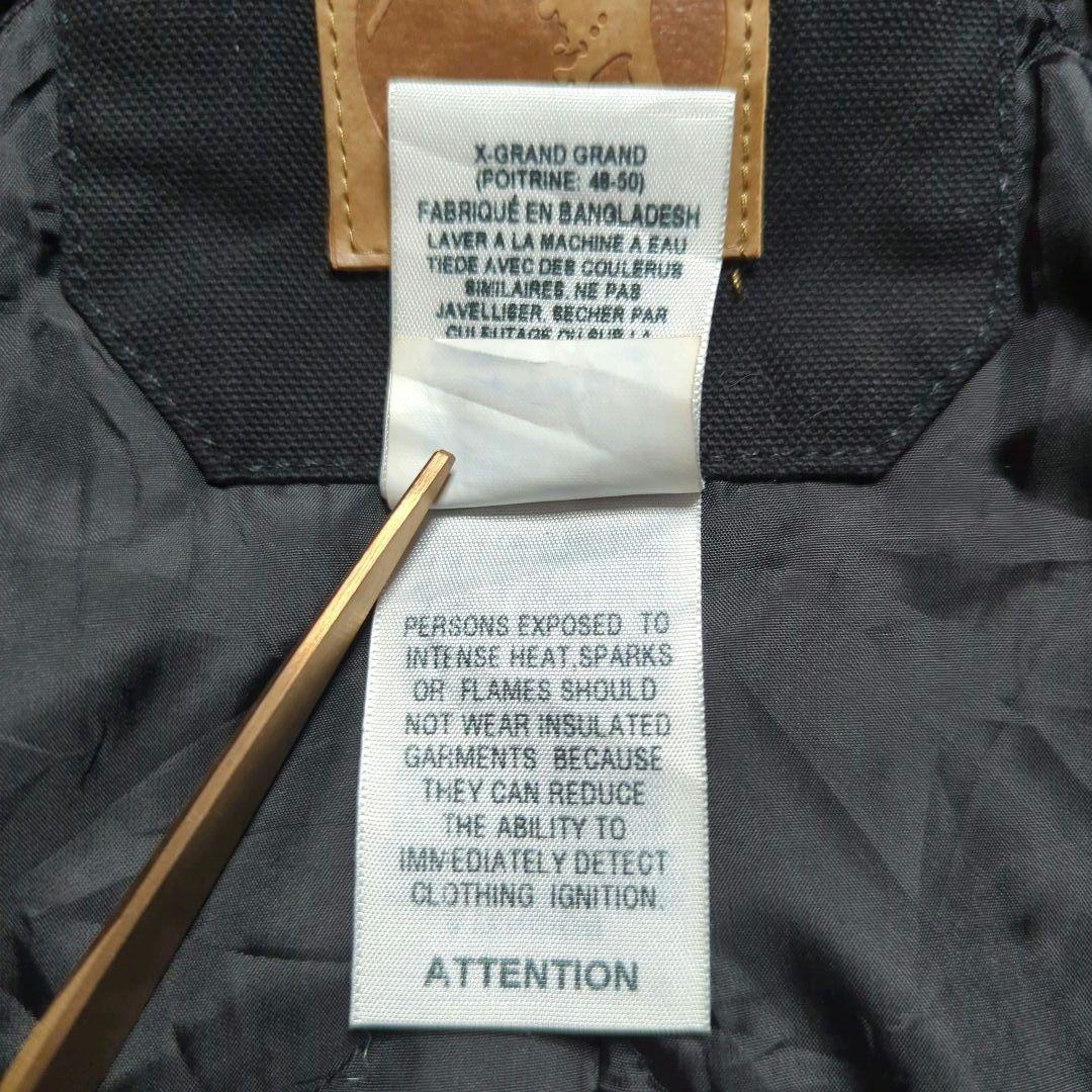 BERNEダックデトロイトジャケットXL 企業刺繍ロゴ中綿フェードブラック