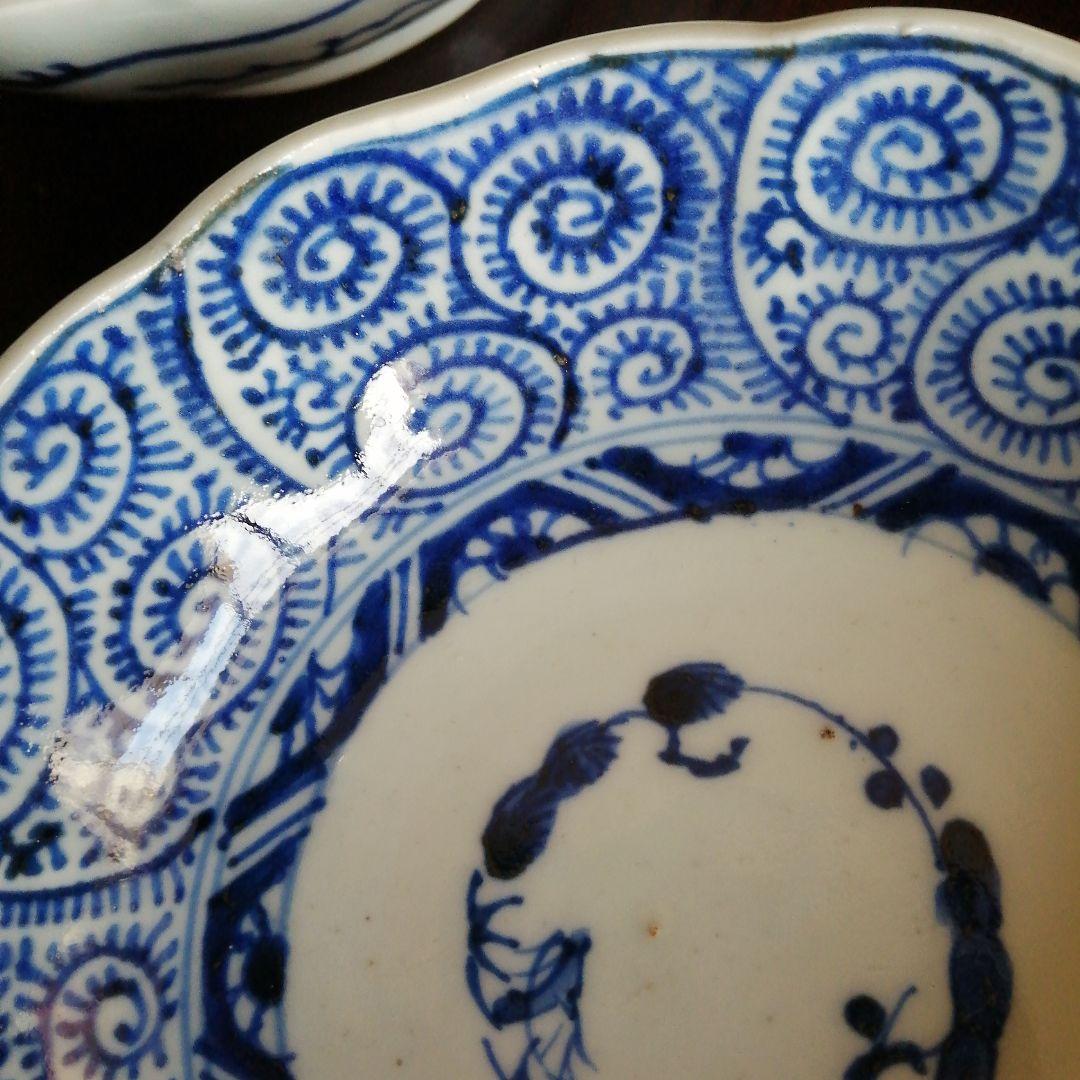 伊万里　成化年製　染付蛸唐草膾皿　5客　15cm　幕末～明治期