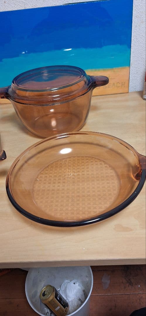 美品　VISION CORNING ビジョン 耐熱ガラス 鍋 フライパン