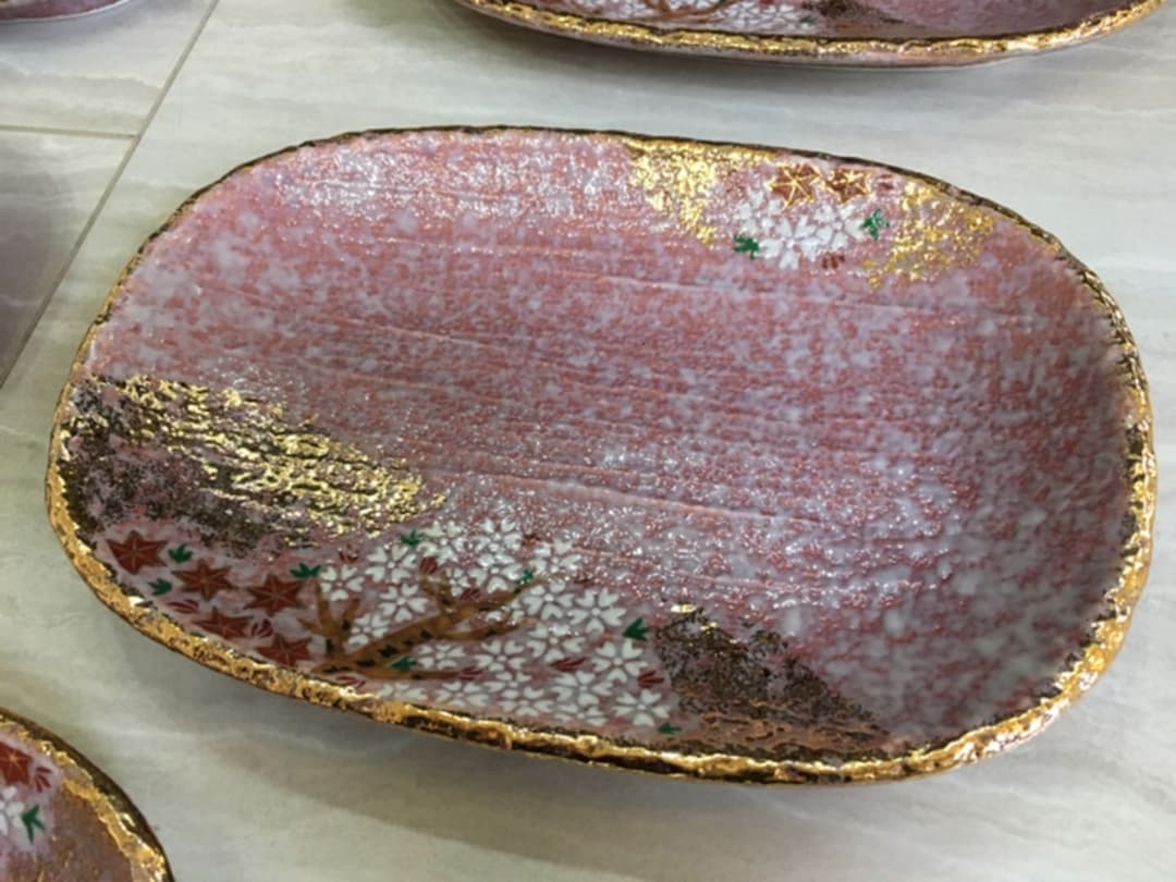 雲錦(桜と紅葉)　皿　オーバル　(5枚)