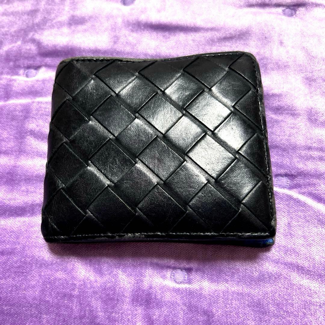 【本物】ボッテガヴェネタ　ブラックレザー 二つ折り財布