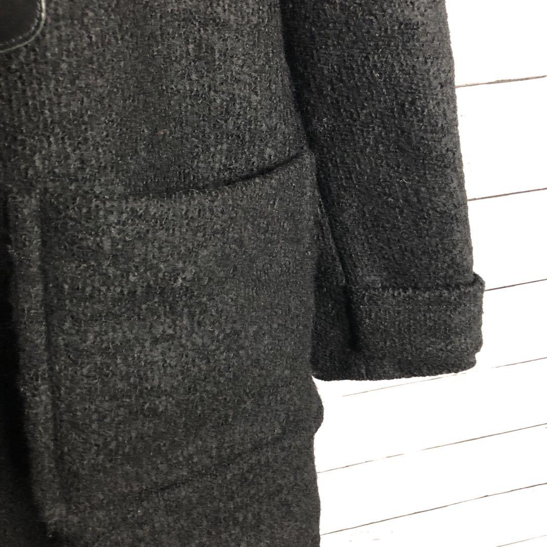 【美品】PRADA プラダ ミドル丈ダッフルコート ウール トグル 黒ブラック