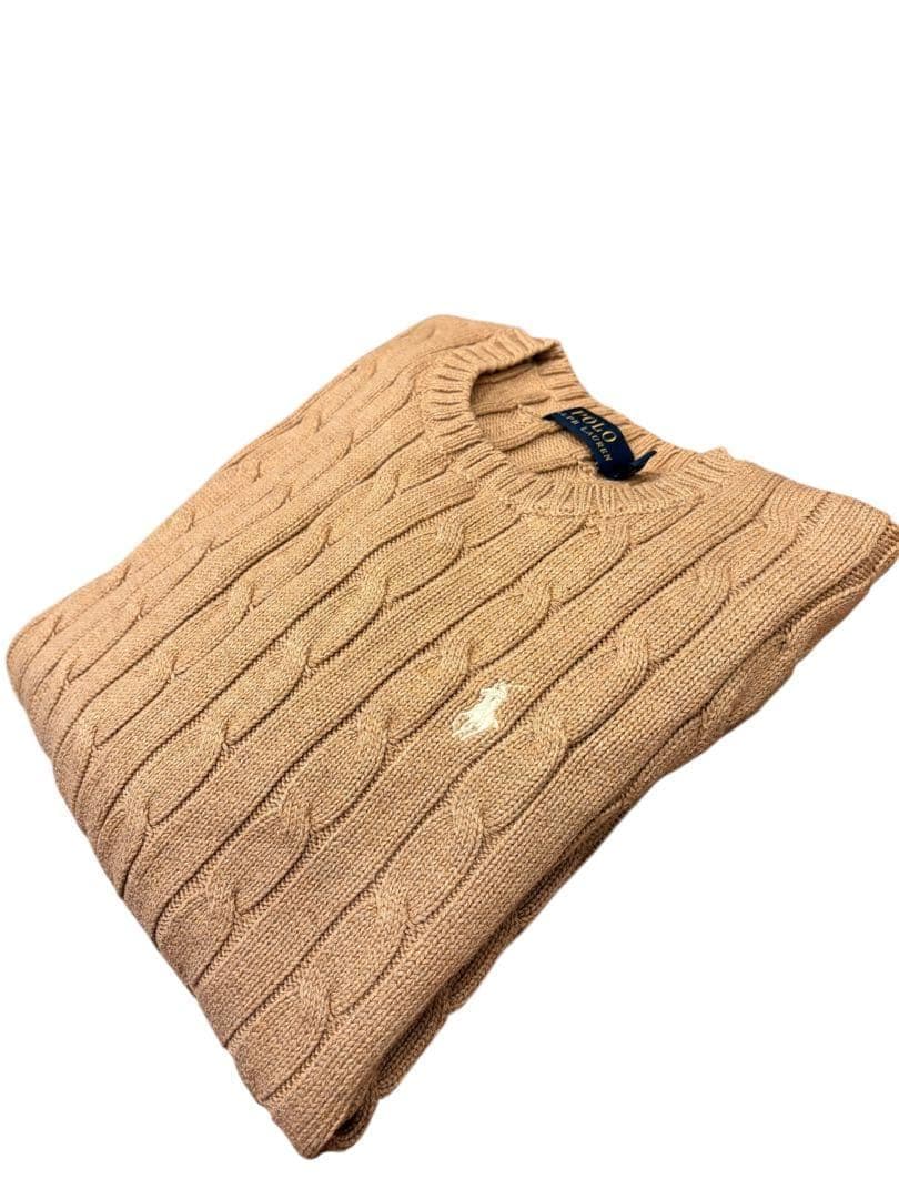 【極美品】ポロラルフローレン大人気カラーコットンケーブルセーター ホワイトポニー