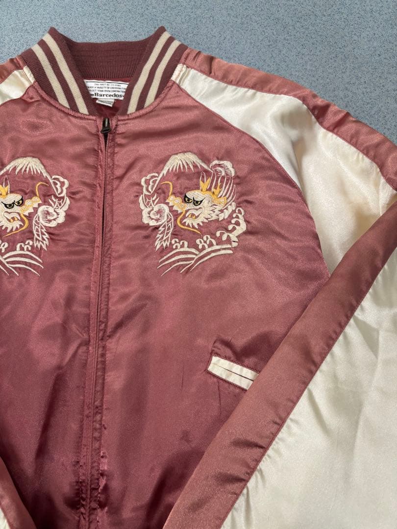 横須賀 ピンク　短丈スカジャン　別珍　ベトジャン　y2k 平成