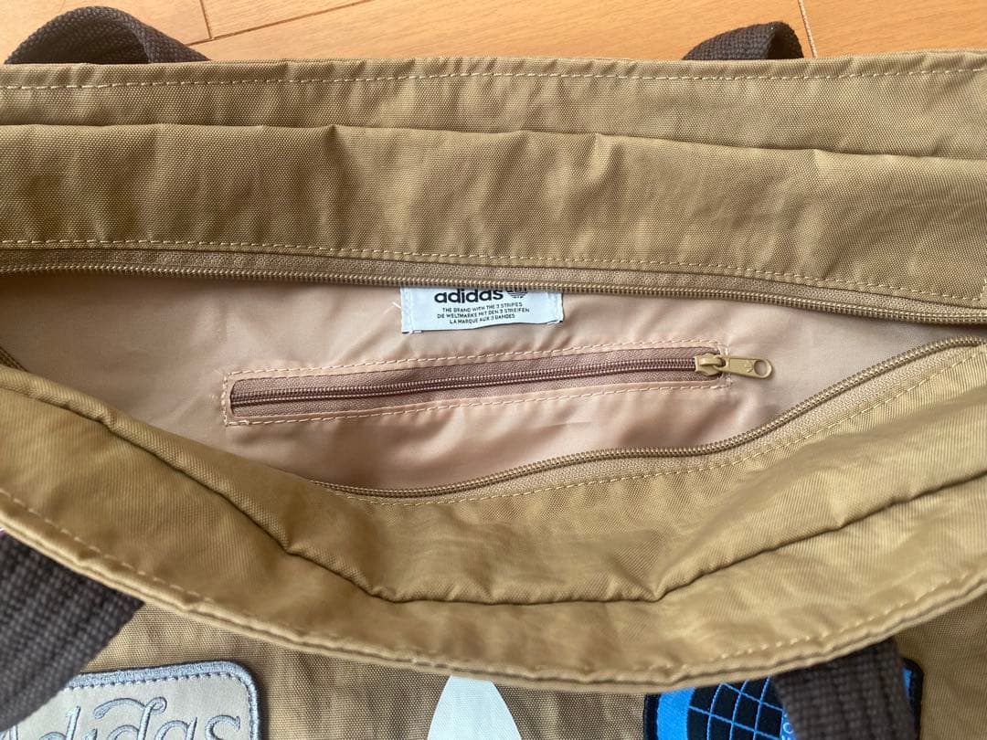 美品 アディダス adidas レコード トートバッグ ベージュ×ブラウン