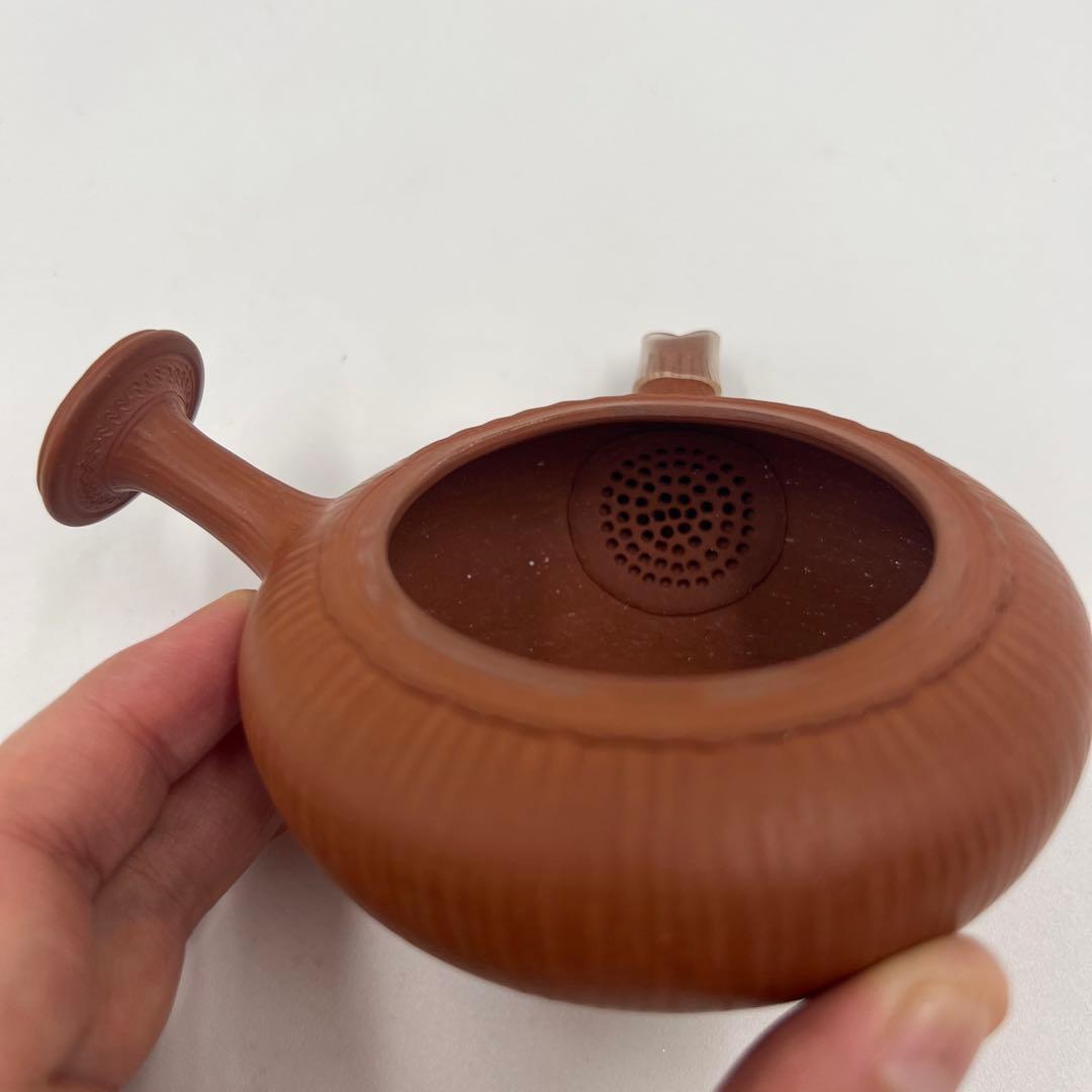 常滑焼 蓬菜堂 二代 杉江翁軒造 手造 椿の花 摘 急須 共箱煎茶道具