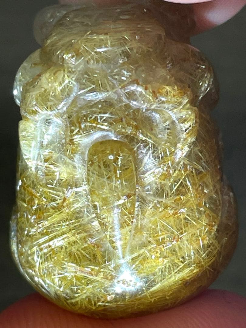 ゴールドルチルクォーツ貔貅　置物　（新品未使用）針ミチミチキラキラ金運最強