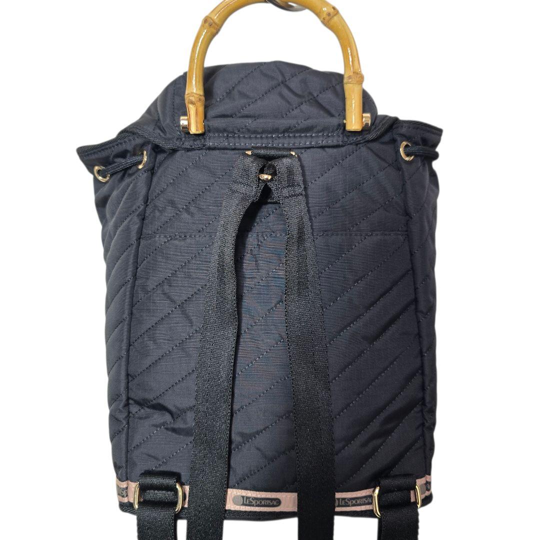 LeSportsac バンブーハンドル キルティング リュック 黒