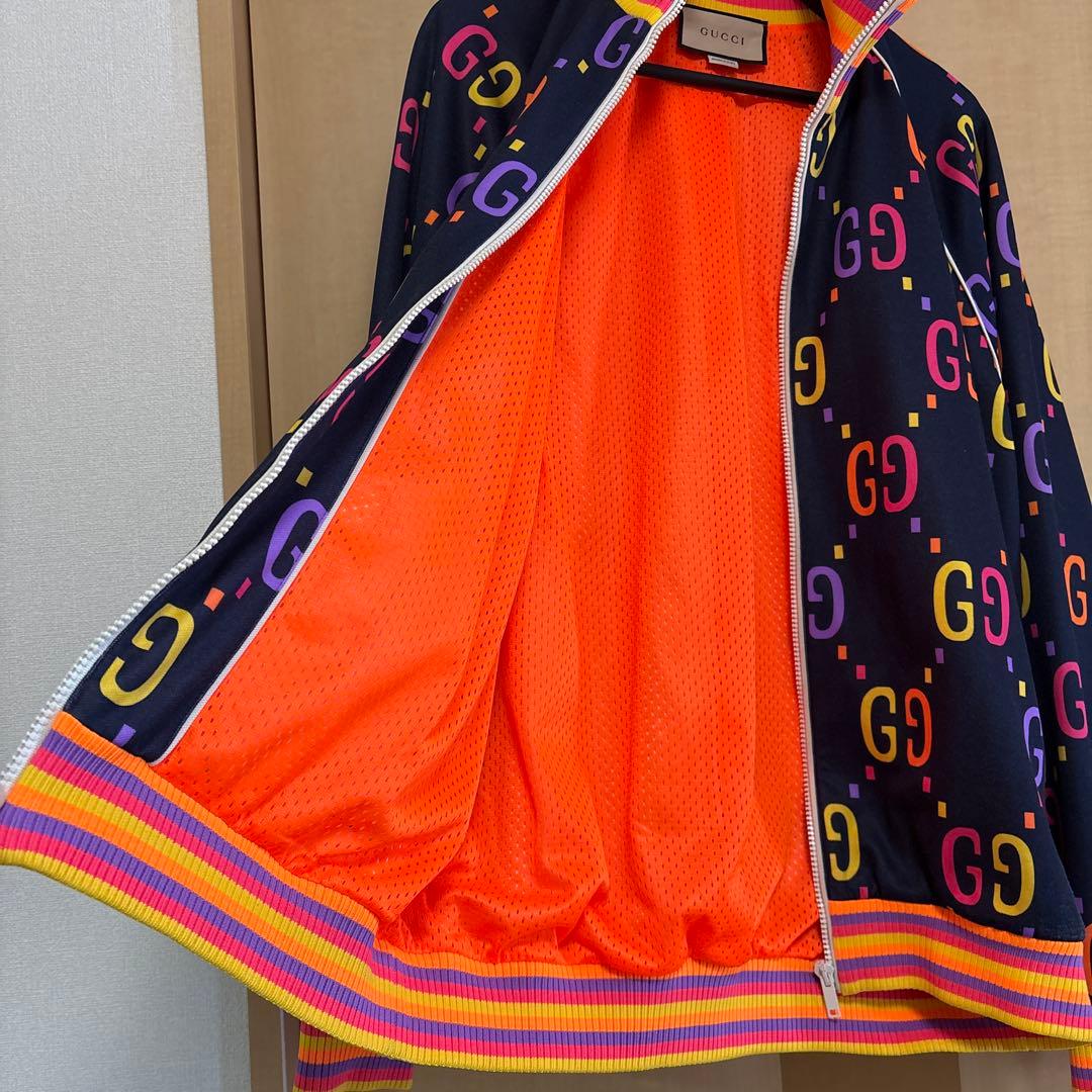 GUCCI テクニカルジャージ ジャンボGG 総柄ジップジャケット レインボー