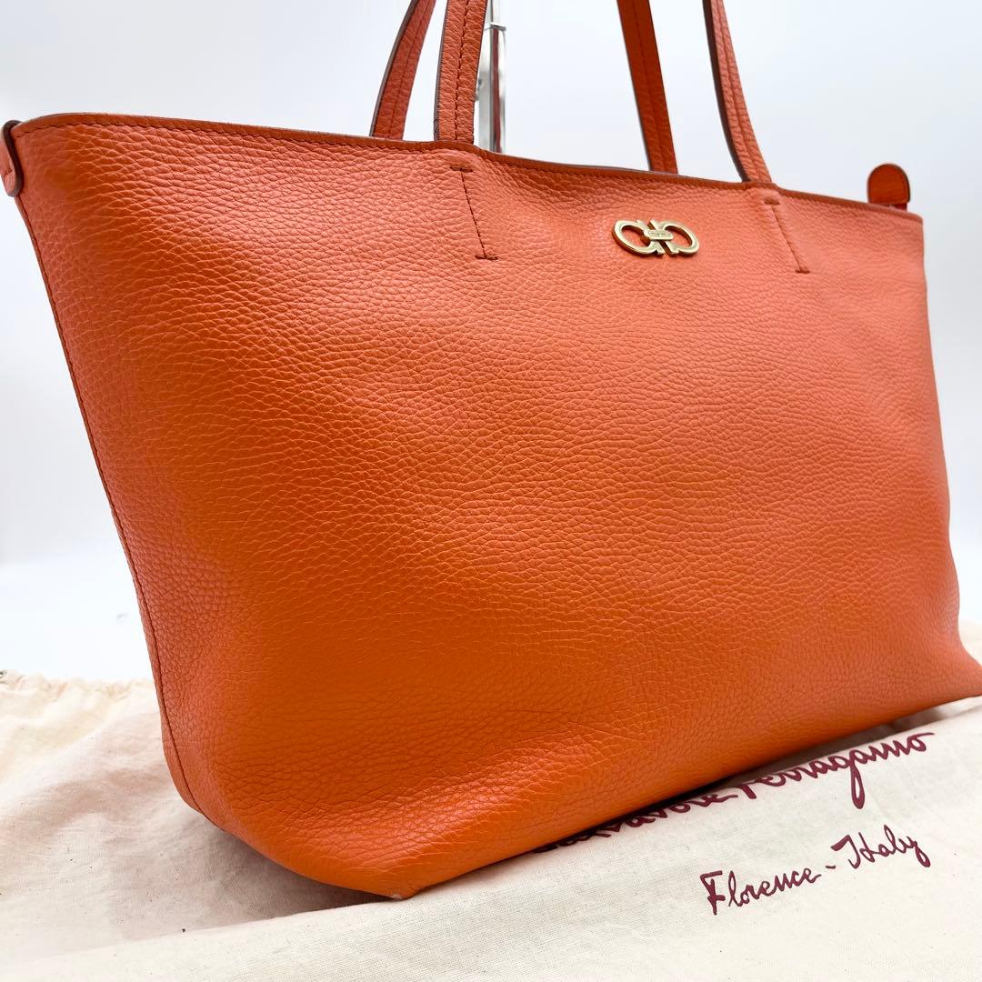 フェラガモ ガンチーニ A4◎ トートバッグ レザー オレンジ