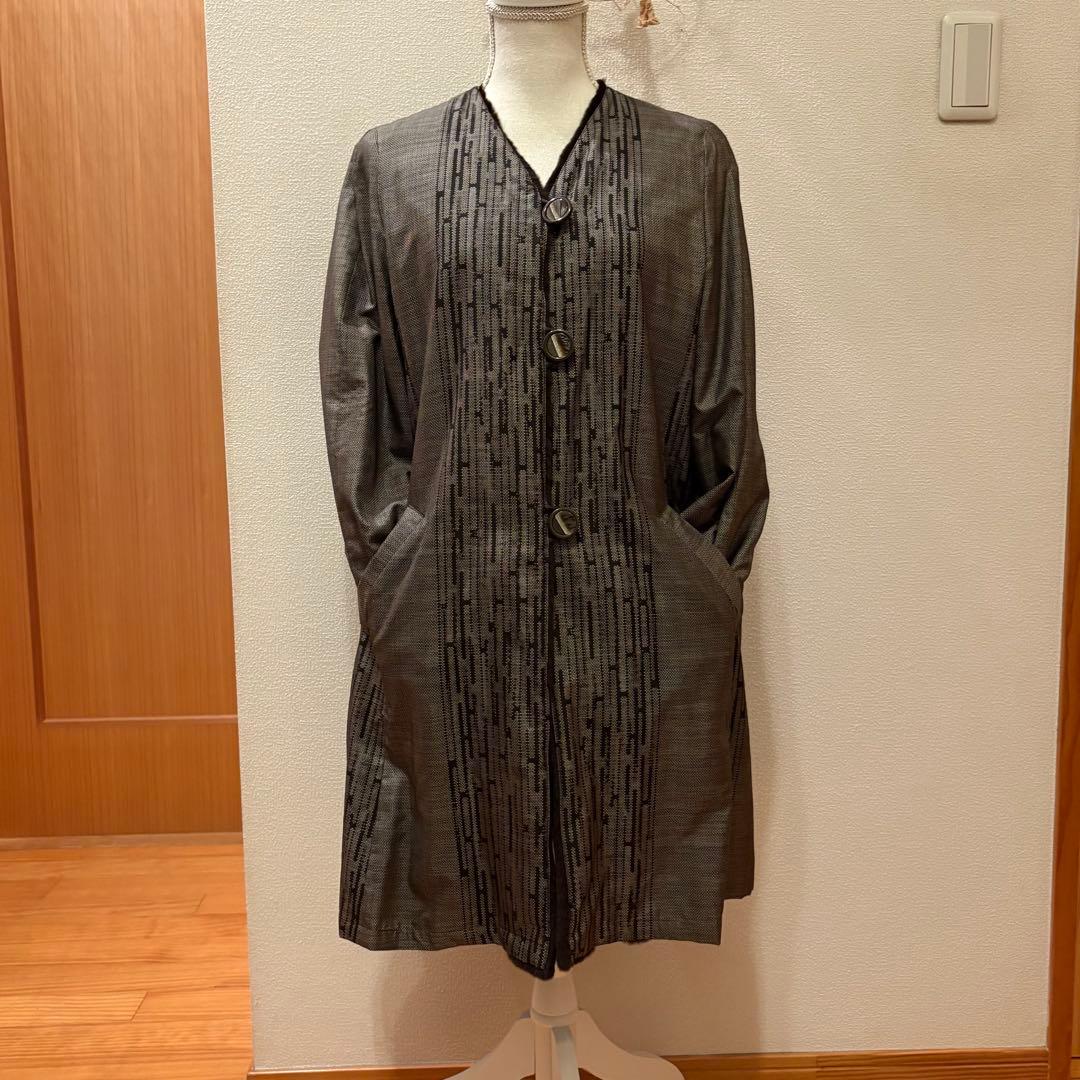 大島紬 / リアルファー リバーシブルコート 美品 着物リメイク