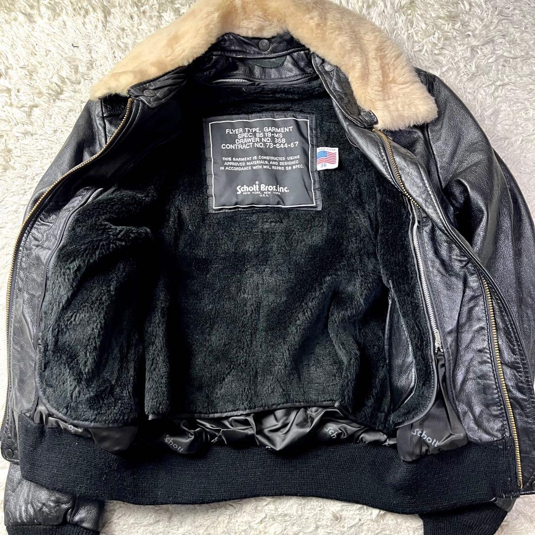 3way/極美品/入手困難✨ショット A-2 G-1 レザージャケット ブラック