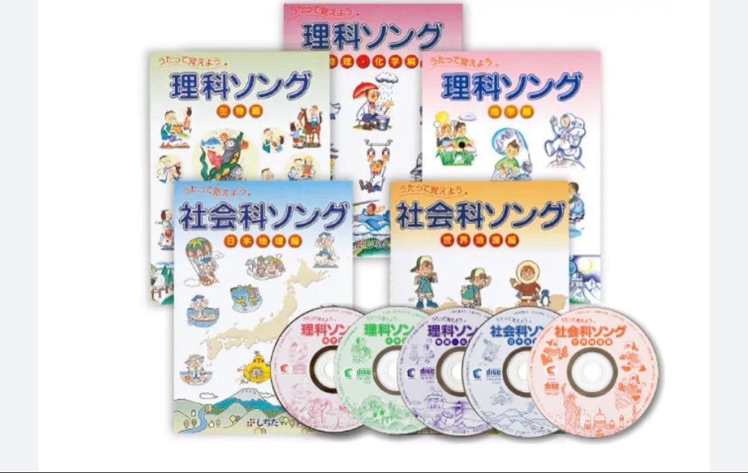 【CDのみ】七田式　社会科・理科ソングCD 5タイトルセット　ハードケース付き
