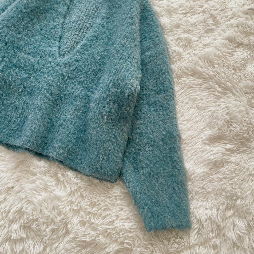 2023AW Whim Gazette ニット Vネック プルオーバー ブルー