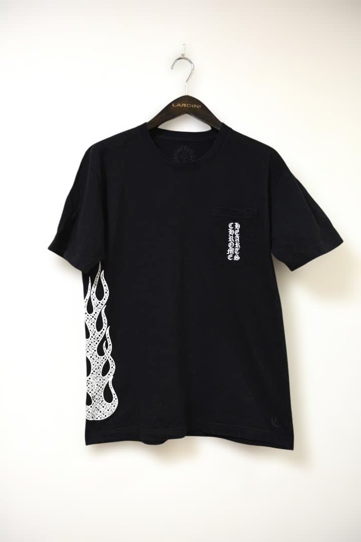 CHROME HEARTS 半袖Tシャツ ファイヤーパターン ブラック L