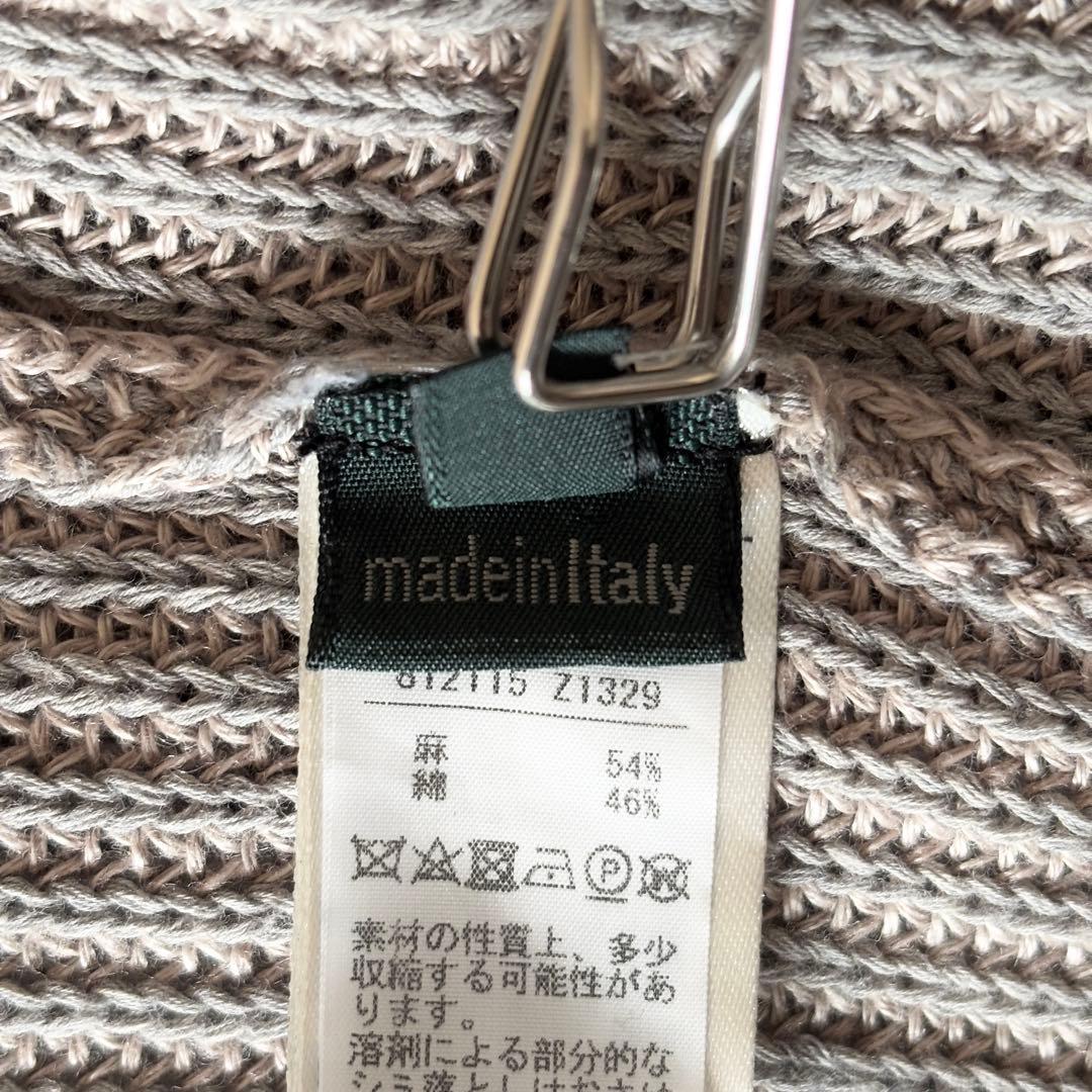 現行✨️極美品 ザノーネ ニットジャケットカーディガン 44 グレージュ リネン