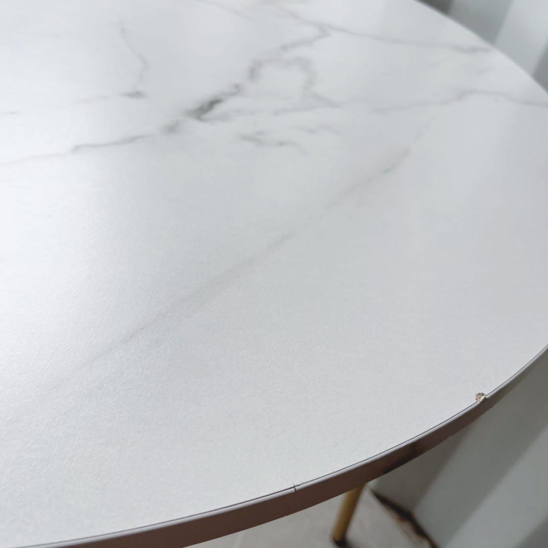 取付無料！フランフラン ベル 大理石風ホワイトラウンドダイニングテーブル✨