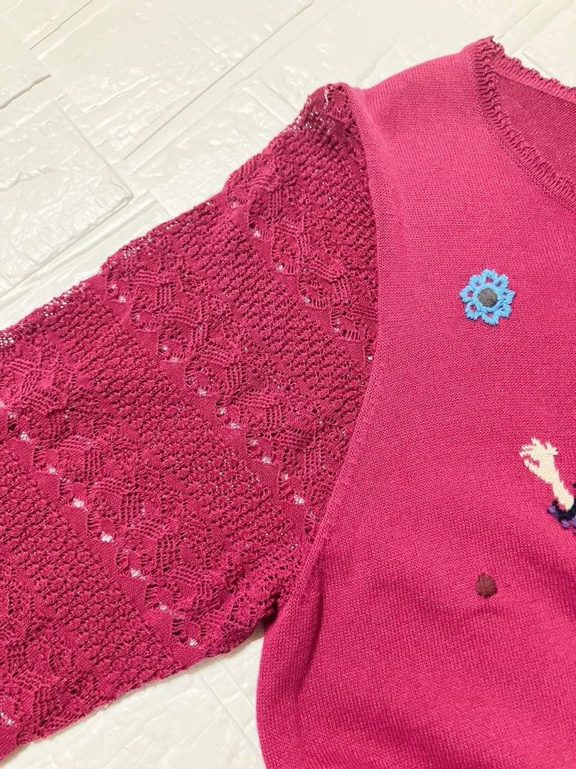 美品　トクコプルミエヴォル ワンピース　ニット　セーター　チュニック　刺繍　花