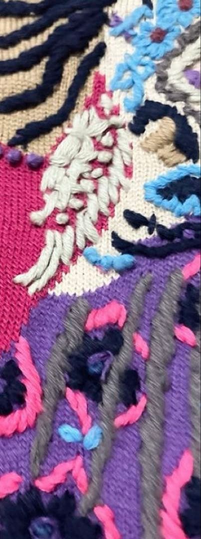 美品　トクコプルミエヴォル ワンピース　ニット　セーター　チュニック　刺繍　花