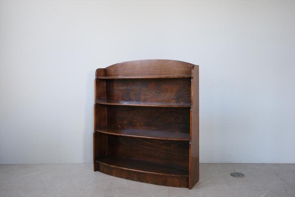 英国アンティーク木製ブックシェルフ/本棚/食器棚/飾り棚/ラック(92-52)