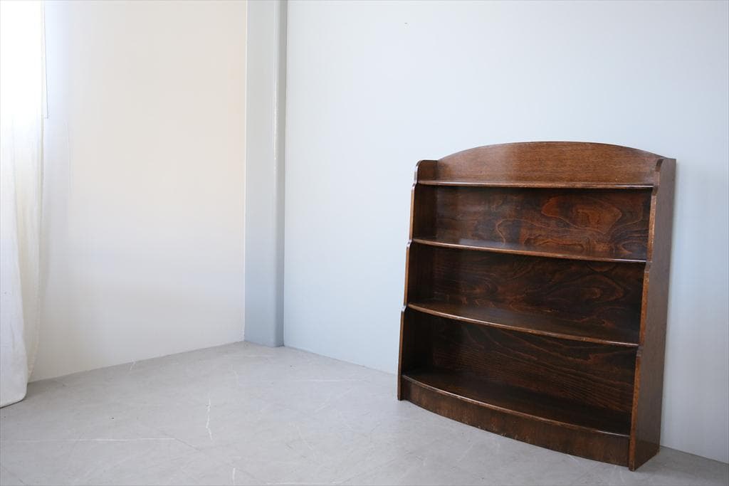 英国アンティーク木製ブックシェルフ/本棚/食器棚/飾り棚/ラック(92-52)