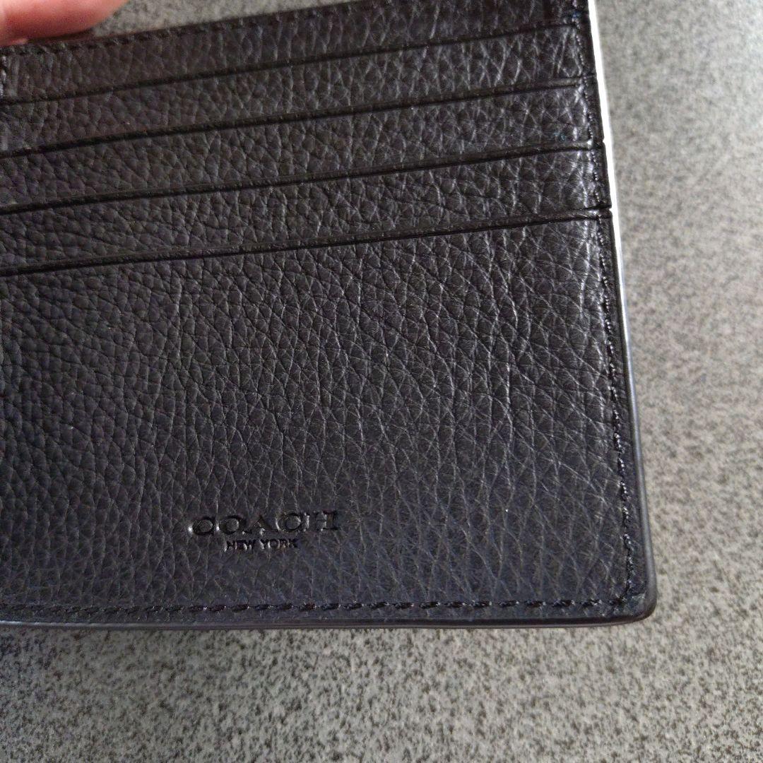 COACH　コーチ　2つ折り小銭入れ財布マネークリップ　革　ブラック